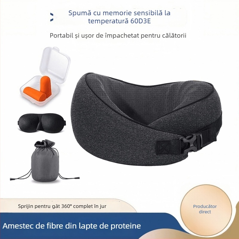 Perne de călătorie în formă de U din spumă cu memorie, husă din fleece lapte, stil modern simplu, uz general