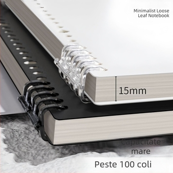 Caiet cu copertă PP și legătură tip binder, hârtie din fibre de lemn, 68 g/m², 50–100 pagini, stil birou