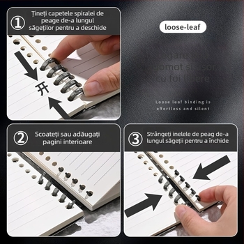 Caiet cu copertă PP și legătură tip binder, hârtie din fibre de lemn, 68 g/m², 50–100 pagini, stil birou