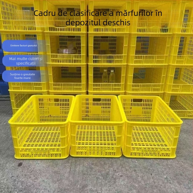 Cutie turnover din plastic cu deschidere deschisă, turnată prin injecție HDPP, compatibilă cu stivarea, grosime perete 2-8 mm, capacitate de încărcare 50, pentru legume și fructe