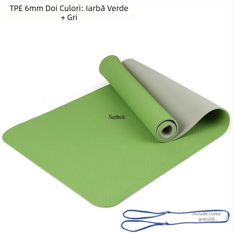 Saltea de yoga - Set de cinci piese cu bandă de întindere, latex, TPE, 6 mm