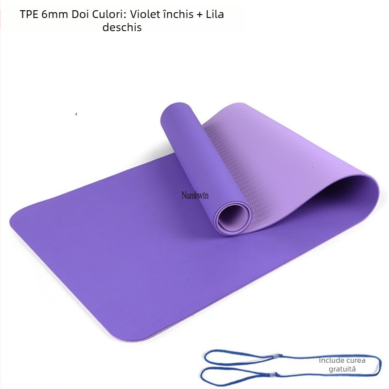 Saltea de yoga - Set de cinci piese cu bandă de întindere, latex, TPE, 6 mm