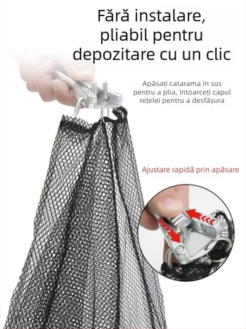 Plasă de pescuit pliabilă din oțel inoxidabil cu tijă telescopică; plasă solidă; ochi fin; capacitate de încărcare 300