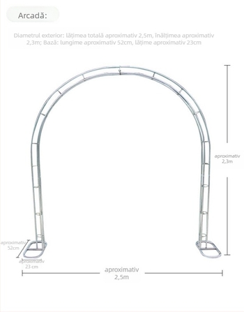 Arc de grădină din oțel inoxidabil pentru nunți, cu flori de mătase