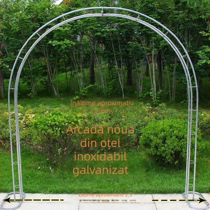 Arc de grădină din oțel inoxidabil pentru nunți, cu flori de mătase