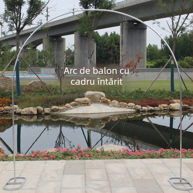 Arc de grădină din oțel inoxidabil pentru nunți, cu flori de mătase