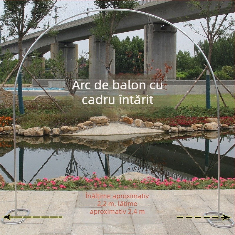 Arc de grădină din oțel inoxidabil pentru nunți, cu flori de mătase