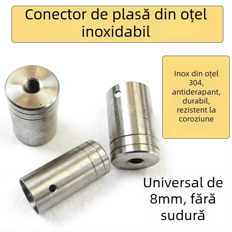 Conector din oțel inoxidabil pentru capul de undiță cu plasă — diametre 16/19/24 mm; adâncime plasă 1; sarcină 1