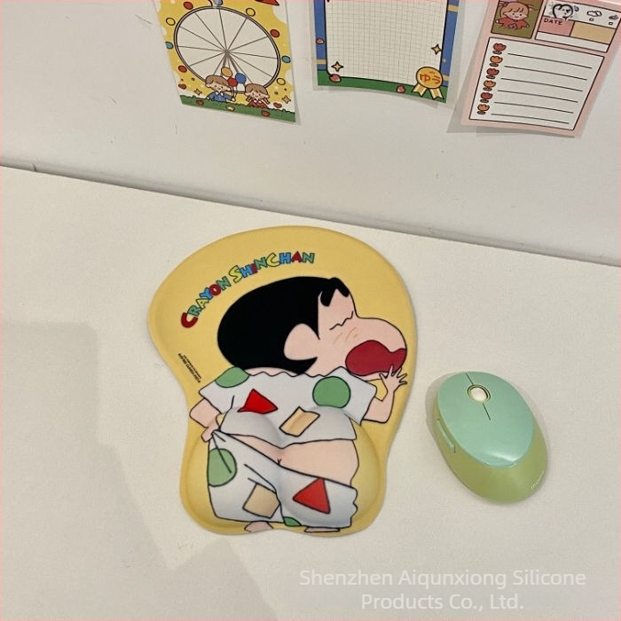 Tastatură și mouse pad cu design ursuleț, protecție pentru încheieturi, dublă față, anti-derapare, USB hub