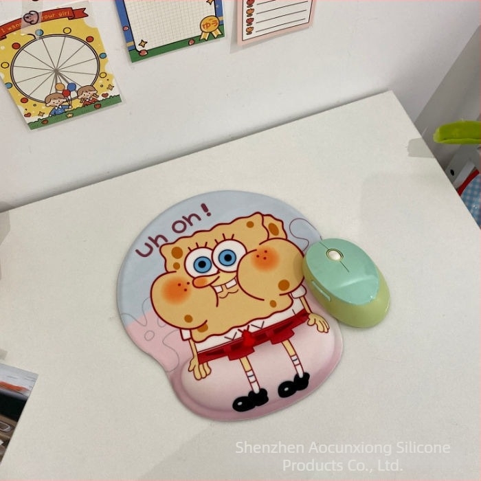 Tastatură și mouse pad cu design ursuleț, protecție pentru încheieturi, dublă față, anti-derapare, USB hub