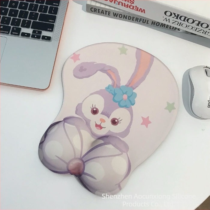 Tastatură și mouse pad cu design ursuleț, protecție pentru încheieturi, dublă față, anti-derapare, USB hub