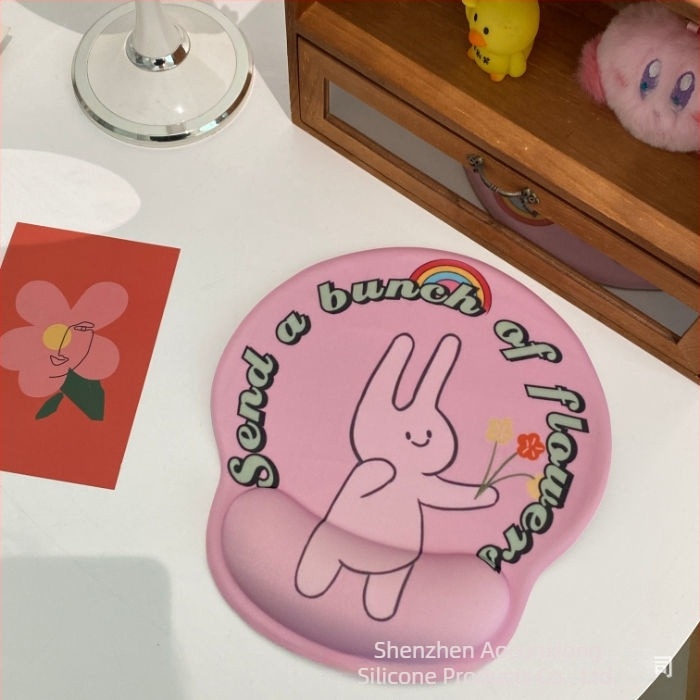 Tastatură și mouse pad cu design ursuleț, protecție pentru încheieturi, dublă față, anti-derapare, USB hub