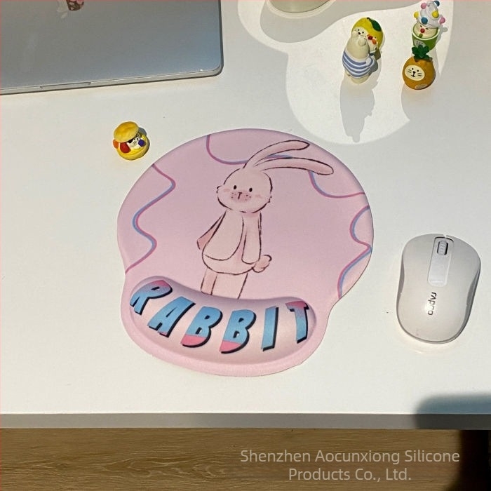 Tastatură și mouse pad cu design ursuleț, protecție pentru încheieturi, dublă față, anti-derapare, USB hub