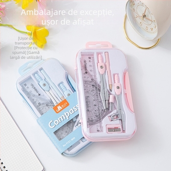 Lidemei Set de desen pentru elevi, nouă piese: compas, riglă