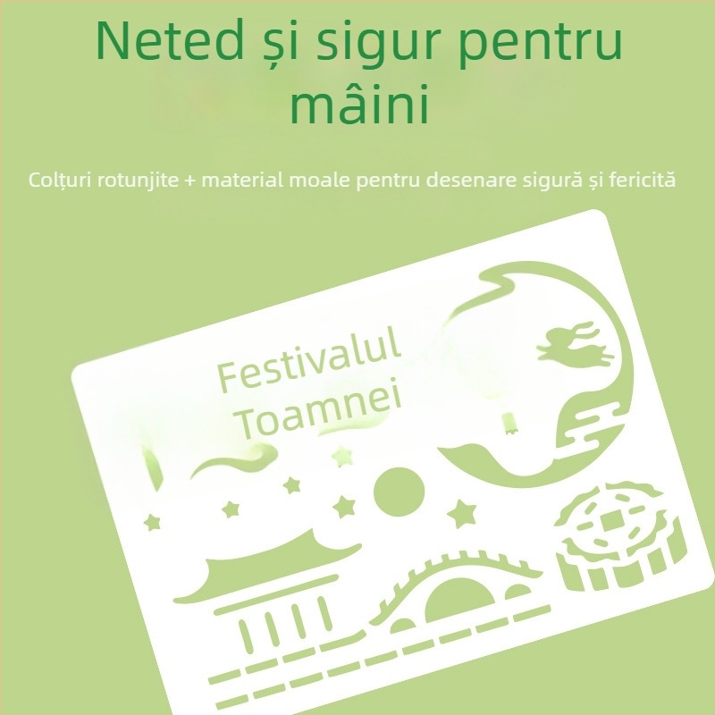 Set complet de șabloane decupate pentru afișe realizate de elevi din ciclul primar și gimnaziu, teme variate de sărbători, șabloane esențiale pentru trasarea liniilor