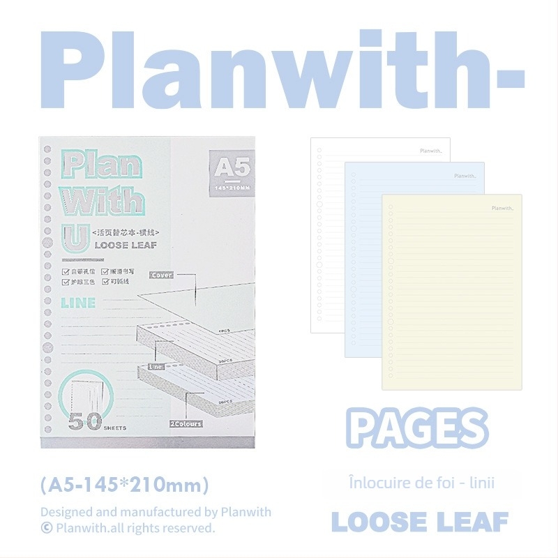 Refil pentru planificator, 50 foi, găuri 20/26, hârtie