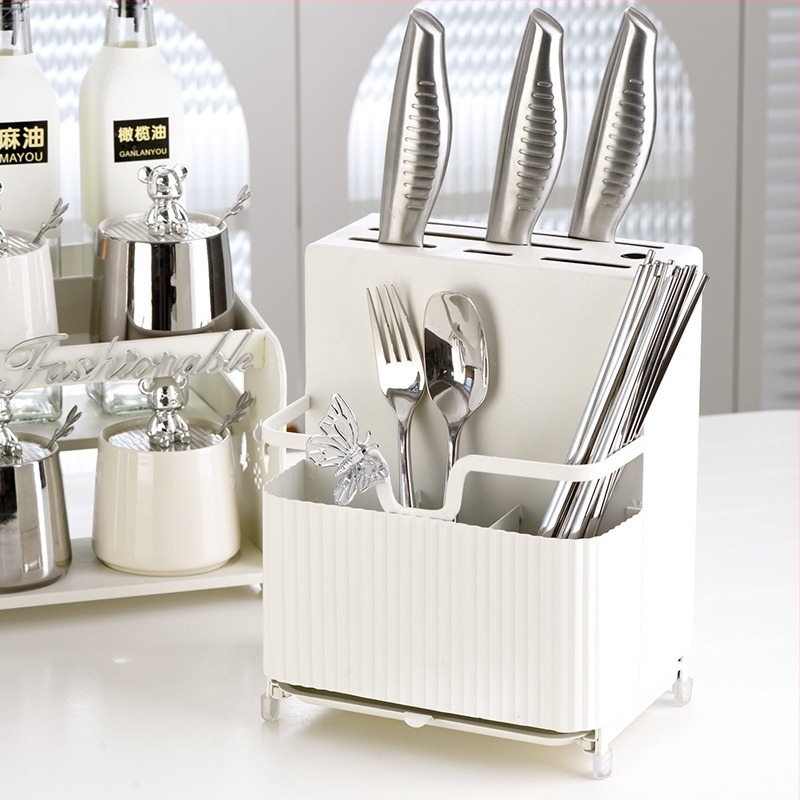 Set borcănele pentru condimente cu suport pentru cuțite și suport pentru bețișoare - ceramică - brand Dimensional Light - stil modern minimalist