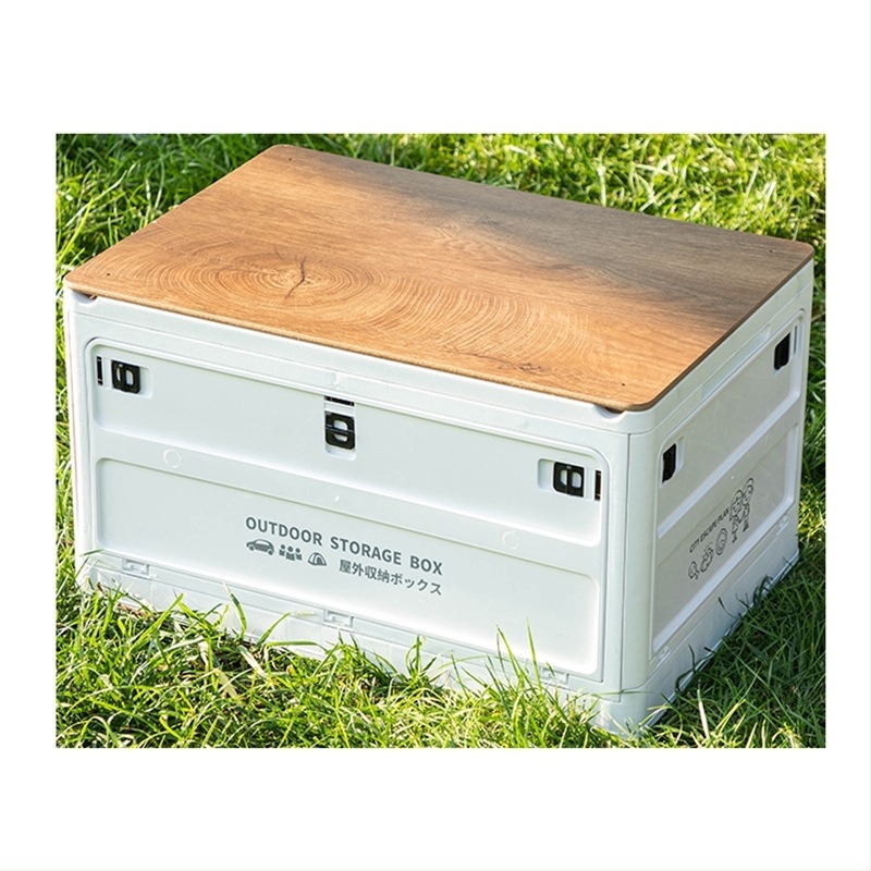 Cutie pliabilă pentru portbagajul mașinii, din plastic (PP/HIPS), capacitate 40-50 L, cu roți, pentru călătorii și camping