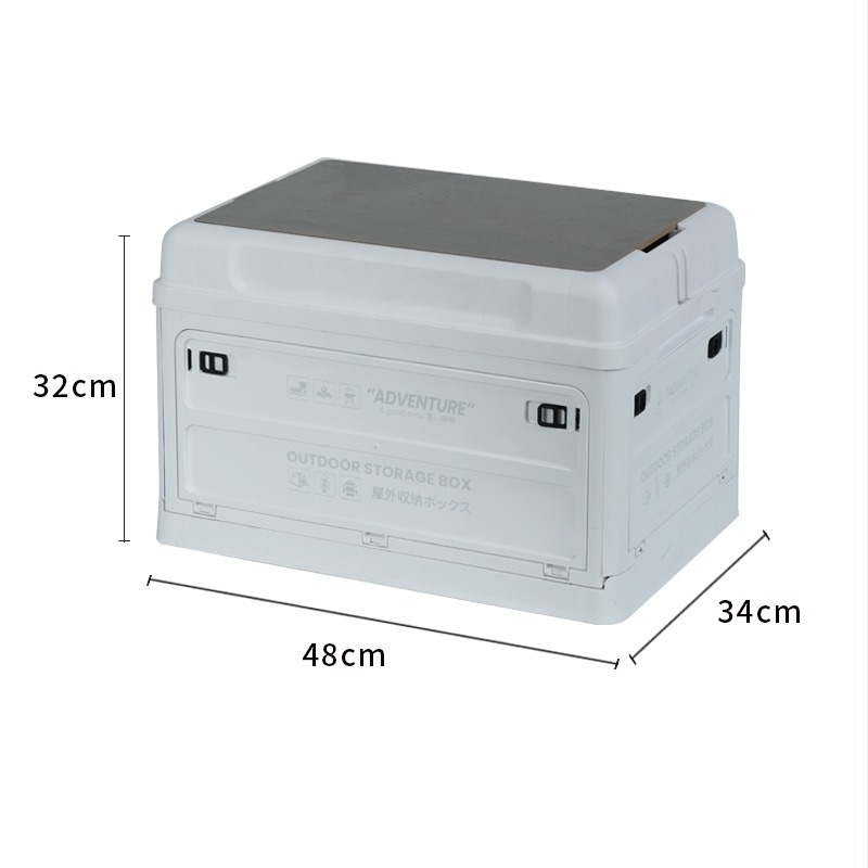 Cutie pliabilă pentru portbagajul mașinii, din plastic (PP/HIPS), capacitate 40-50 L, cu roți, pentru călătorii și camping