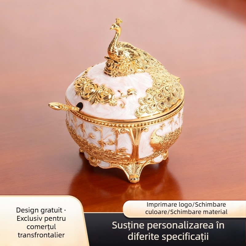 Borcan pentru condimente cu capac rabatabil, stil european, minimalist modern — aliaj de zinc, pentru condimente solide, Yuefeng Premium