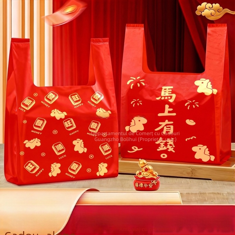 Sac de cadou pentru Anul Calului, plastic, stil anime, accesorii de decor pentru evenimente