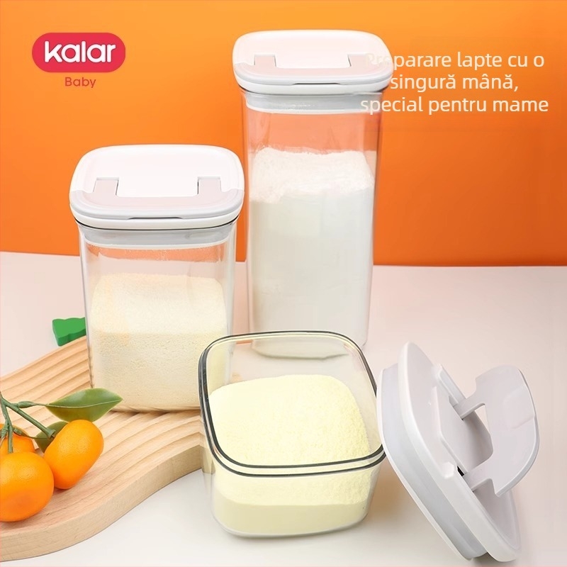Kalar cutie pentru lapte praf bebeluși – rezistentă la umiditate, sigilată, portabilă, porții împărțite