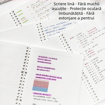 B5 caiet cu pagini detașabile, 50 de foi, perforare cu 26 găuri, hârtie offset dublă