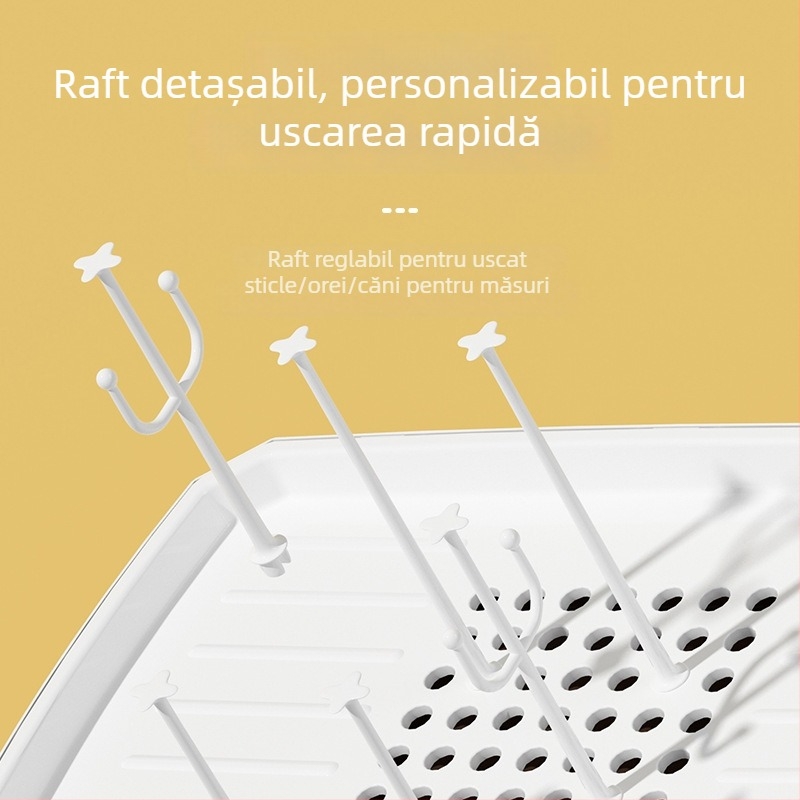 Raft de depozitare pentru sticle și tacâmuri de bebeluși cu drenaj și capac antipraf — brand Hijiada, stil cutie lapte praf: Altul