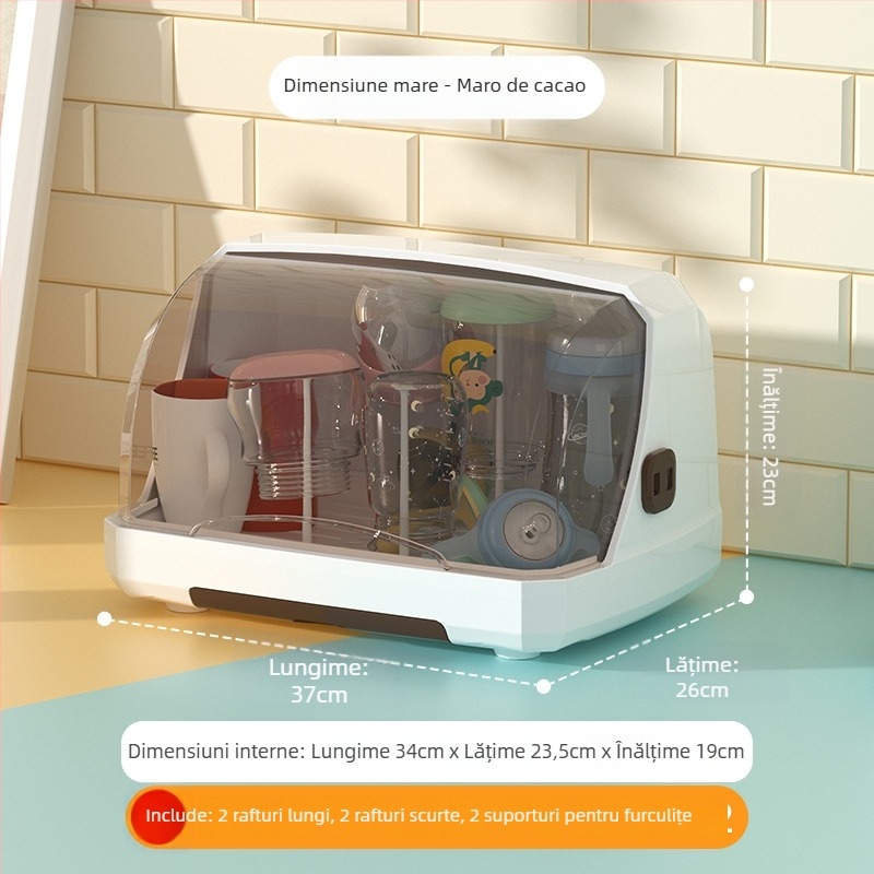 Raft de depozitare pentru sticle și tacâmuri de bebeluși cu drenaj și capac antipraf — brand Hijiada, stil cutie lapte praf: Altul