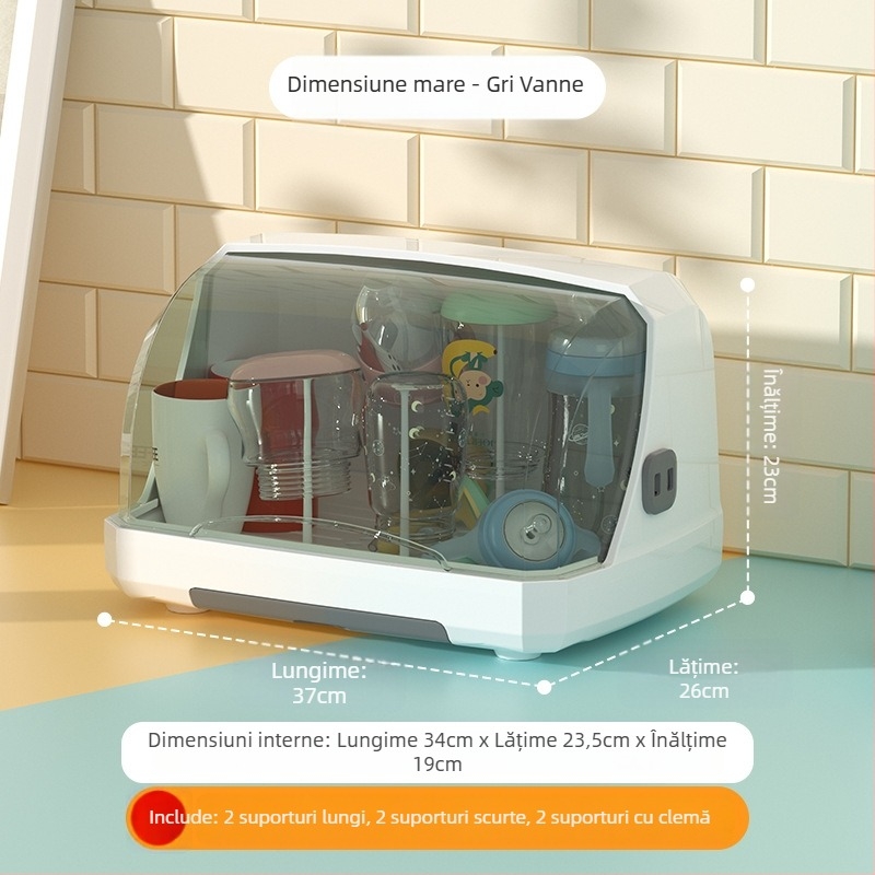 Raft de depozitare pentru sticle și tacâmuri de bebeluși cu drenaj și capac antipraf — brand Hijiada, stil cutie lapte praf: Altul