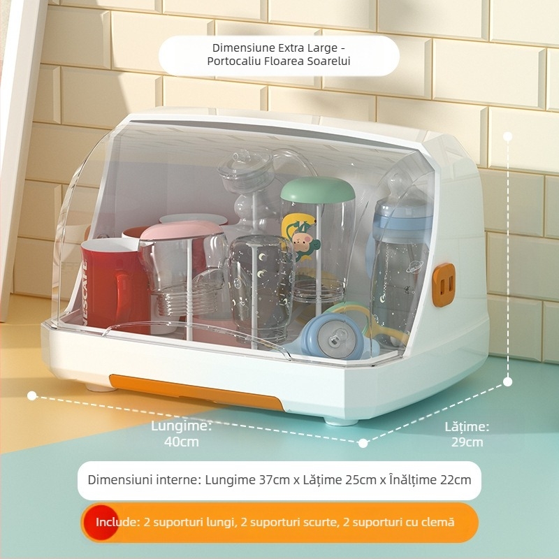 Raft de depozitare pentru sticle și tacâmuri de bebeluși cu drenaj și capac antipraf — brand Hijiada, stil cutie lapte praf: Altul