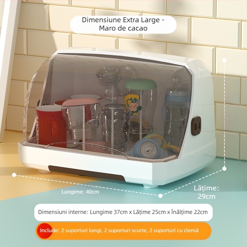 Raft de depozitare pentru sticle și tacâmuri de bebeluși cu drenaj și capac antipraf — brand Hijiada, stil cutie lapte praf: Altul