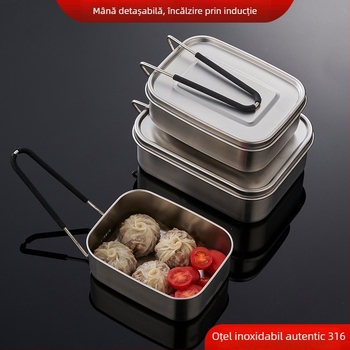 Cutie de prânz din oțel inoxidabil 316, dreptunghiulară, izolată, 800–1000 ml, cu un singur strat