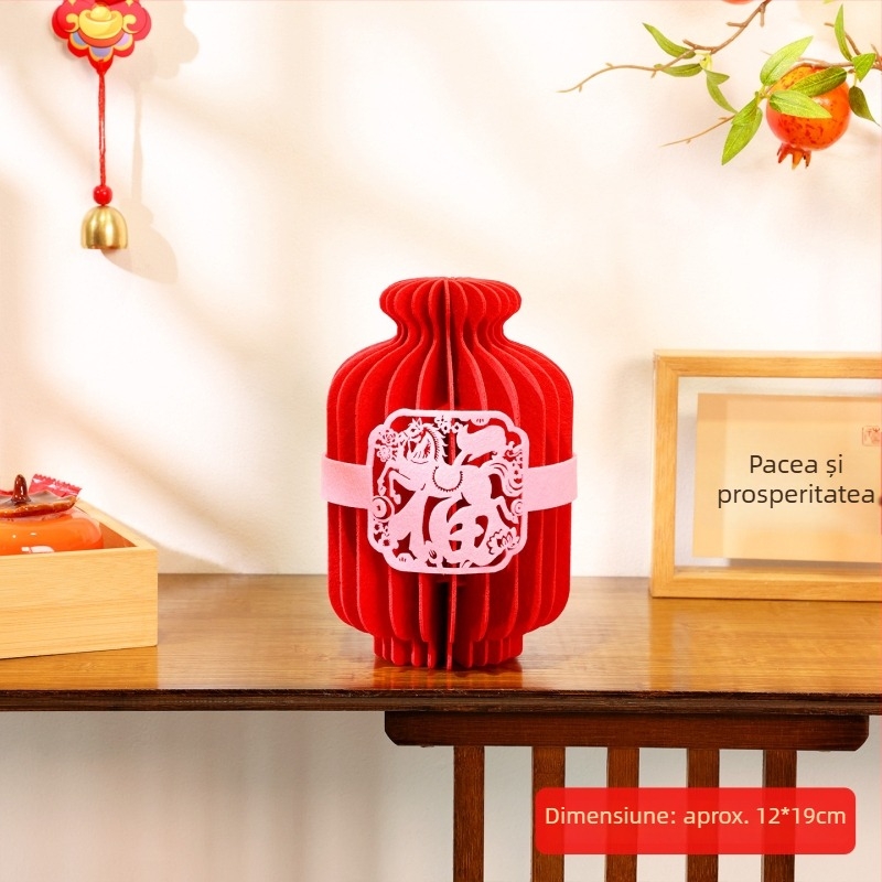 Ornament fetru – Copac noroc 3D pentru sufragerie, recuzită pentru fotografii, decor pentru Anul Nou și Anul Calului