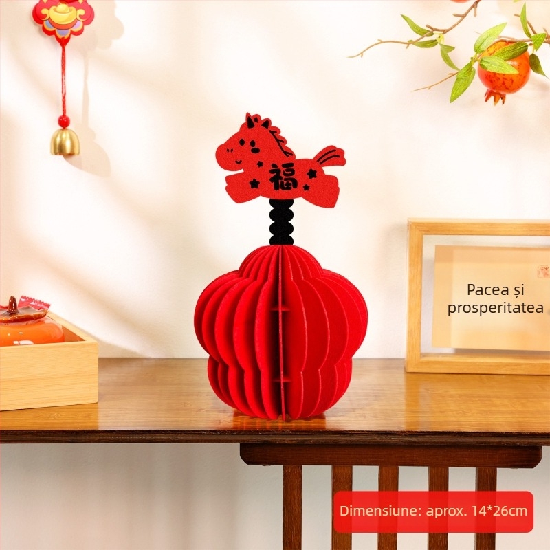 Ornament fetru – Copac noroc 3D pentru sufragerie, recuzită pentru fotografii, decor pentru Anul Nou și Anul Calului