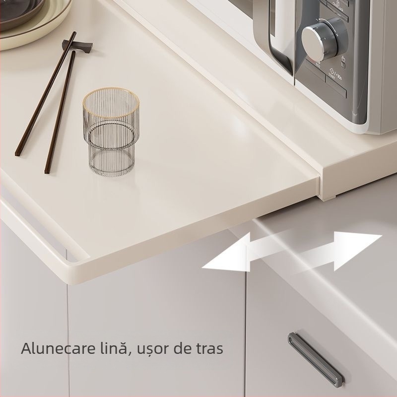 Raft de bucătărie pentru cuptor cu microunde cu suport inferior și unealtă glisantă pentru pregătirea alimentelor (Material: oțel carbon; Model: 47-39; Stil: modern minimalist; Procesare: personalizare în funcție de mostre)