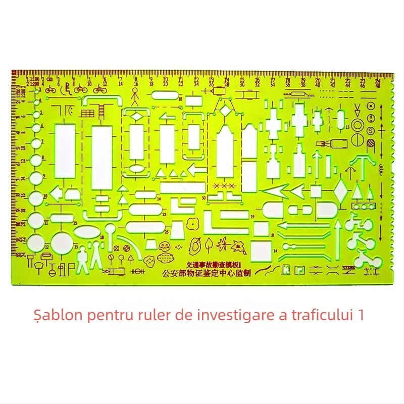 Șablon de anchetă rutieră Tip 1 – Ruletă din plastic pentru diagramele de accidente (Brand: Military Section; Material: Plastic; Categoria: cm/ft)