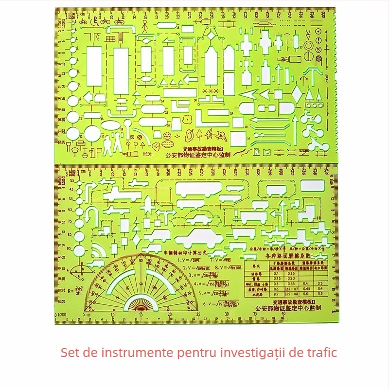 Șablon de anchetă rutieră Tip 1 – Ruletă din plastic pentru diagramele de accidente (Brand: Military Section; Material: Plastic; Categoria: cm/ft)
