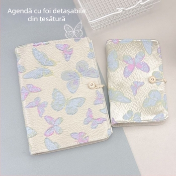 Caiet textil cu foi detașabile, legătură detașabilă, pagini de hârtie