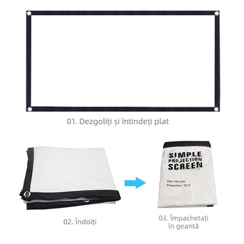 Ecran proiector VEIDADZ, pliabil, din poliester de înaltă densitate, portabil, pentru uz casnic și exterior