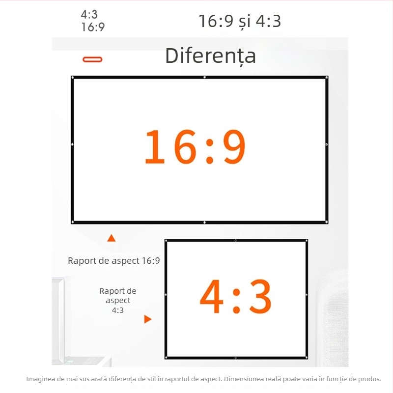 Ecran proiector VEIDADZ, pliabil, din poliester de înaltă densitate, portabil, pentru uz casnic și exterior