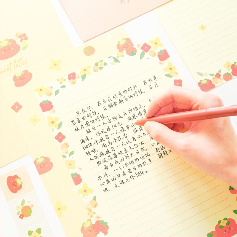 Set de hârtie pentru scris cu plicuri cu fructe – Stil occidental, Brand Made, Import: Nu, Cadou: Nu, Licență IP: Nu