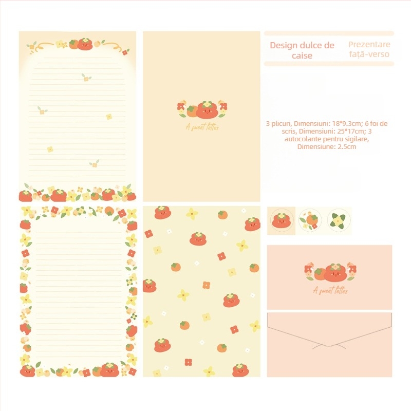 Set de hârtie pentru scris cu plicuri cu fructe – Stil occidental, Brand Made, Import: Nu, Cadou: Nu, Licență IP: Nu
