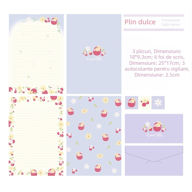 Set de hârtie pentru scris cu plicuri cu fructe – Stil occidental, Brand Made, Import: Nu, Cadou: Nu, Licență IP: Nu