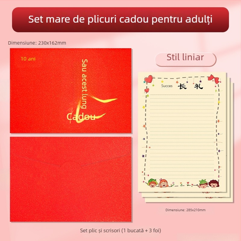 Set de plicuri și hârtie de corespondență pentru ceremoniile de maturitate – Model Z0026, Stil plic chinezesc, Brand Other, Fără import