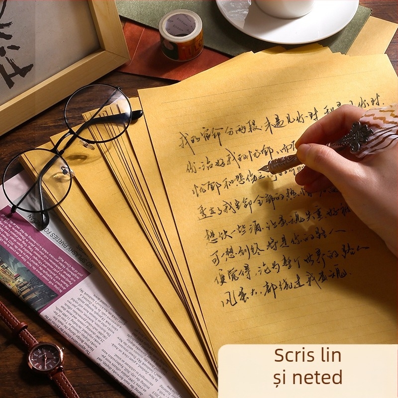 MOYL Set de hârtie pentru corespondență F292 - hârtie Kraft, stil plic occidental, fără logo