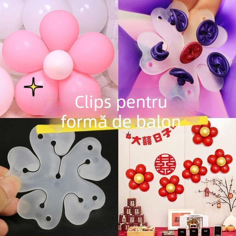 Clip balon în formă de floare de prune pentru decor de nuntă — clip închidere cu floare de prune, accesorii pentru balon; Material: Altul; Tip balon: Landing Ball; Formă: Tail Ball
