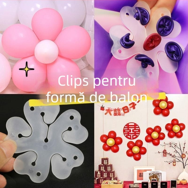 Clip balon în formă de floare de prune pentru decor de nuntă — clip închidere cu floare de prune, accesorii pentru balon; Material: Altul; Tip balon: Landing Ball; Formă: Tail Ball