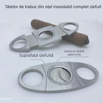 Foarfece pentru trabucuri din oțel inoxidabil cu logo opțional, suprafață șlefuită, manual