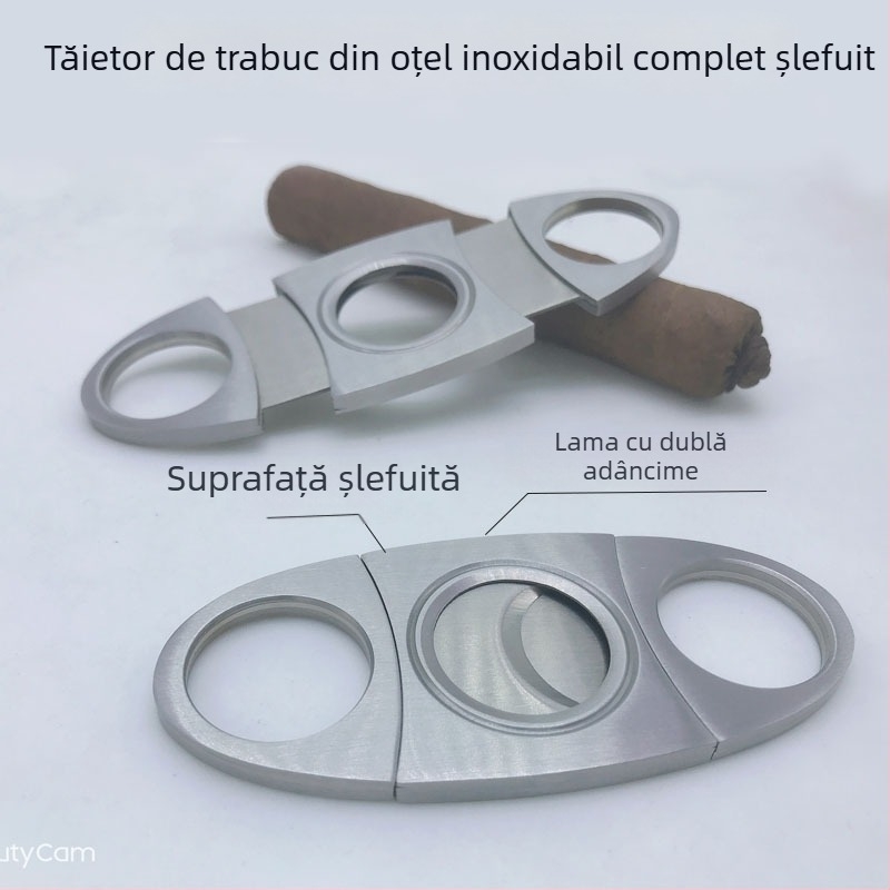 Foarfece pentru trabucuri din oțel inoxidabil cu logo opțional, suprafață șlefuită, manual